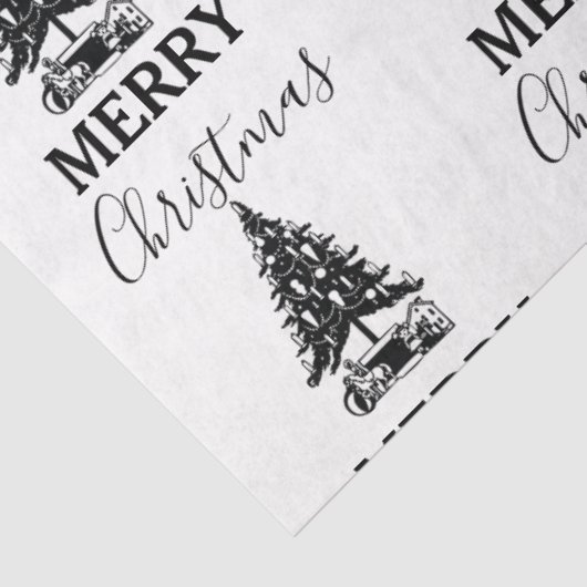 Vrolijk kerstzwart-wit  kerstboom tissuepapier (Detail)