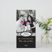 vrolijk kerstzwart wit lint feestdagenkaart (Staand voorkant)