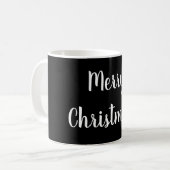 Vrolijk kerstzwart-wit-typografie koffiemok (Voorkant links)