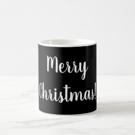 Vrolijk kerstzwart-wit-typografie koffiemok