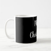 Vrolijk kerstzwart-wit-typografie koffiemok (Links)