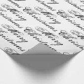 Vrolijk kerstzwart-witte kalligrafie elegant cadeaupapier (Hoek)