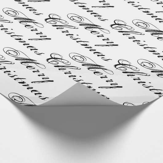 Vrolijk kerstzwart-witte kalligrafie elegant cadeaupapier (Hoek)