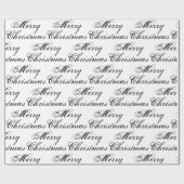 Vrolijk kerstzwart-witte kalligrafie elegant cadeaupapier (Vlak)