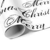 Vrolijk kerstzwart-witte kalligrafie elegant cadeaupapier (Rol Hoek)