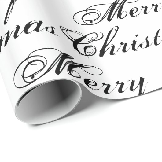Vrolijk kerstzwart-witte kalligrafie elegant cadeaupapier (Rol Hoek)