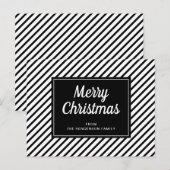 Vrolijk kerstzwart-witte strepen briefkaart (Voorkant / Achterkant)