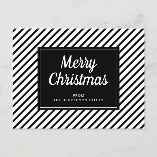 Vrolijk kerstzwart-witte strepen briefkaart (Voorkant)