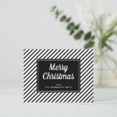 Vrolijk kerstzwart-witte strepen briefkaart (Staand voorkant)