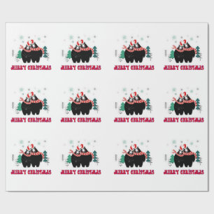 Vrolijk kerstzwarte Beren Cadeaupapier