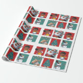 Vrolijk kerstzwarte Kerstman en kinderen Cadeaupapier (Uitgerold)