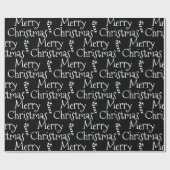 Vrolijk kerstzwarte witte snoepsuikerriet schattig cadeaupapier (Vlak)