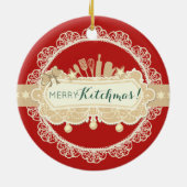 Vrolijk keukengerei culinair Kerst Keramisch Ornament (Achterkant)