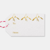 Vrolijk Kissmas Modern Groen en Goud Mistletoe Cadeaulabel (Achterkant Horizontaal)