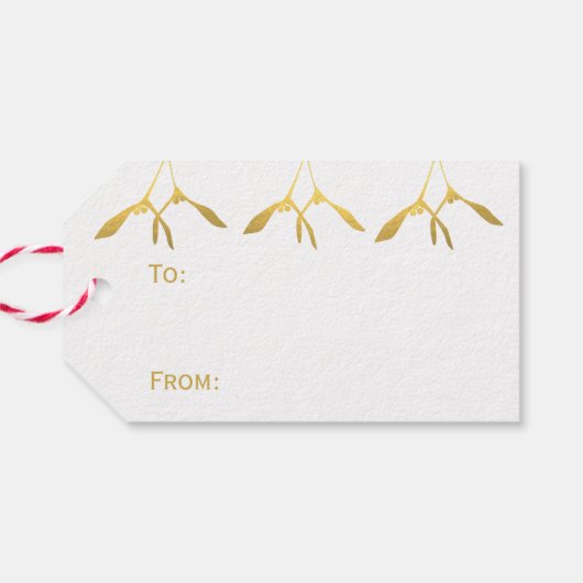 Vrolijk Kissmas Modern Groen en Goud Mistletoe Cadeaulabel (Achterkant Horizontaal)
