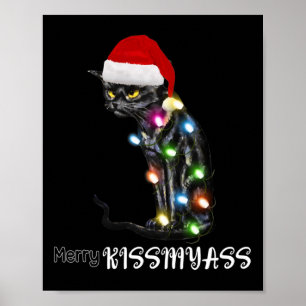 Vrolijk kissmyass leuk kat kerstverlichting 1 poster