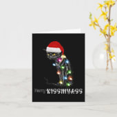 Vrolijk kissmyass leuk kat kerstverlichting 2 kaart (Gele Bloem)