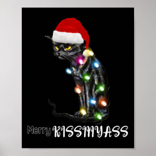Vrolijk kissmyass leuk kat kerstverlichting 2 poster