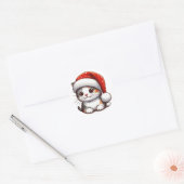Vrolijk Kitten's Kerstgenot Ronde Sticker (Envelop)