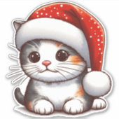 Vrolijk Kitten's Kerstgenot Sticker (Voorkant)