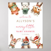 Vrolijk klein baby shower bos welkomstbord poster (Voorkant)