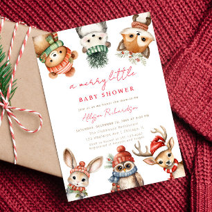 Vrolijk klein baby shower Christmas woodland anima Kaart