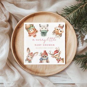 Vrolijk klein baby shower Christmas woodland anima Servet