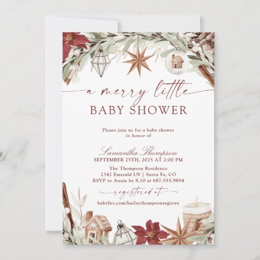 Vrolijk klein Baby shower, kerst Baby shower Kaart (Voorkant)