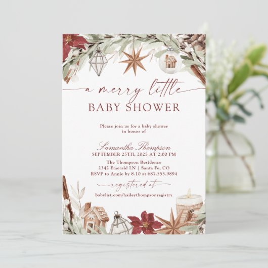 Vrolijk klein Baby shower, kerst Baby shower Kaart (Staand voorkant)