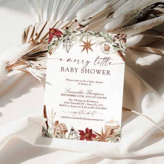 Vrolijk klein Baby shower, kerst Baby shower Kaart