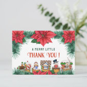 Vrolijk klein Baby shower Kerstmis Groen Winter Bedankkaart (Staand voorkant)