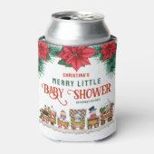 Vrolijk klein Baby shower Kerstmis Thema Winter Blikjeskoeler (Blikje Voorkant)