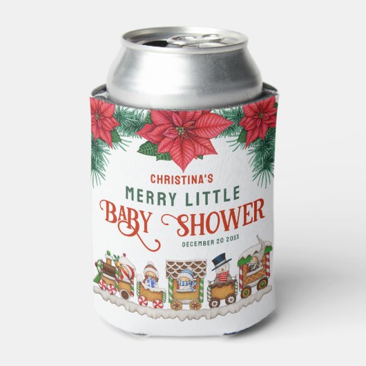 Vrolijk klein Baby shower Kerstmis Thema Winter Blikjeskoeler (Blikje Voorkant)