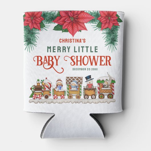 Vrolijk klein Baby shower Kerstmis Thema Winter Blikjeskoeler (Voorkant)
