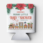 Vrolijk klein Baby shower Kerstmis Thema Winter Blikjeskoeler (Achterkant)