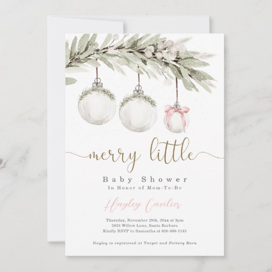 Vrolijk klein Baby shower kerstversiering Kaart (Voorkant)