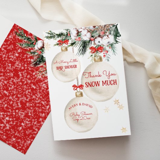 Vrolijk klein Baby shower Modern Christmas Bedankkaart