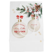 Vrolijk klein Baby shower Modern Christmas Medium Cadeauzakje (Achterkant)