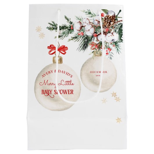 Vrolijk klein Baby shower Modern Christmas Medium Cadeauzakje (Achterkant)