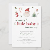 Vrolijk klein Baby shower Uitnodiging voor Kerstmi (Voorkant)