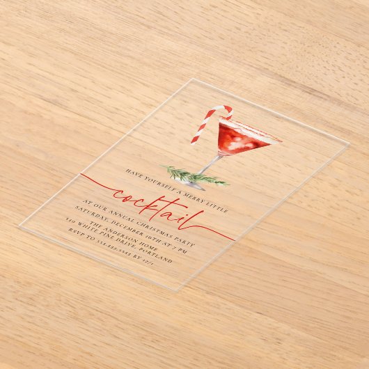 Vrolijk klein cocktail snoep riet feestje acryl uitnodigingen (Laagn)