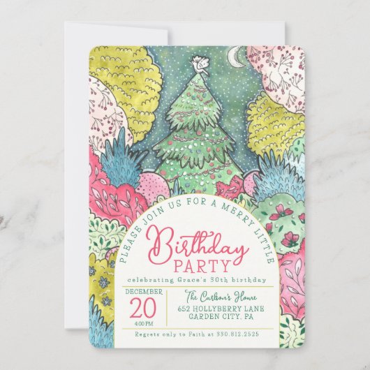 Vrolijk klein december verjaardagsfeestje kaart (Voorkant)