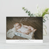 Vrolijk klein eerste kerst Schattige Baby Foto Geb Aankondiging (Staand voorkant)
