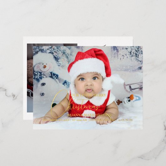 Vrolijk klein kerst baby geboorte aankondiging (Voorkant / Achterkant)