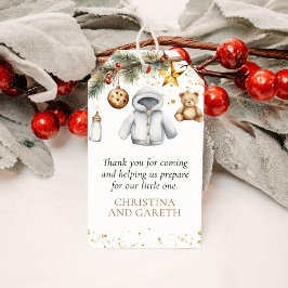 Vrolijk klein kerst Baby shower Dank u voor uw gun Cadeaulabel