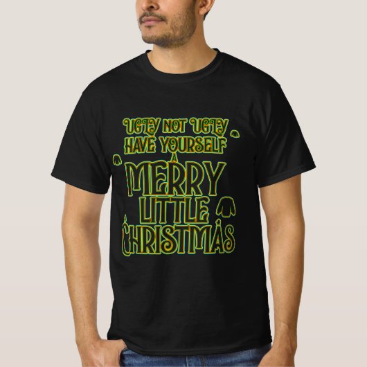 vrolijk klein kerst lelijke trui neon T-shirt (Voorkant)