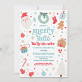 Vrolijk klein kerstBaby shower rood en blauw Kaart (Voorkant)