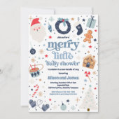 Vrolijk klein kerstBaby shower rood en blauw Kaart (Voorkant)
