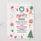 Vrolijk klein kerstBaby shower rood en blauw Kaart (Voorkant)