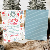 Vrolijk klein kerstBaby shower rood en blauw Kaart